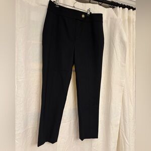 Veronica Beard Navy Straight Leg Pants with button detail